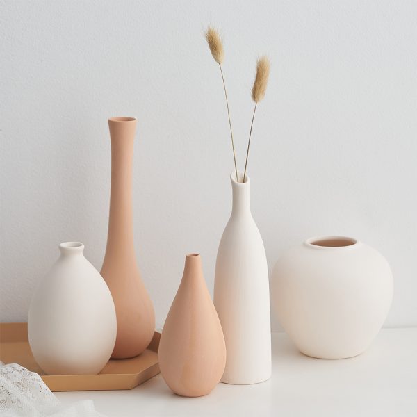 Nordic Home Decor Ceramic Vase Table Decoration Living Room White Vases Flower Vase Home Decoration Minimalism Trumpet Vase
