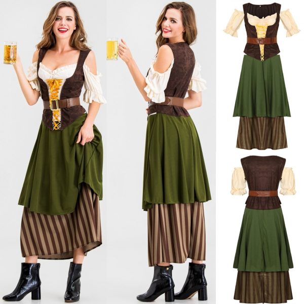 Womens German Bavarian Dirndl Dress Oktoberfest Traditional Beer Girl Oktoberfest Beer Maid Costume German Bavarian Dirndl Dress
